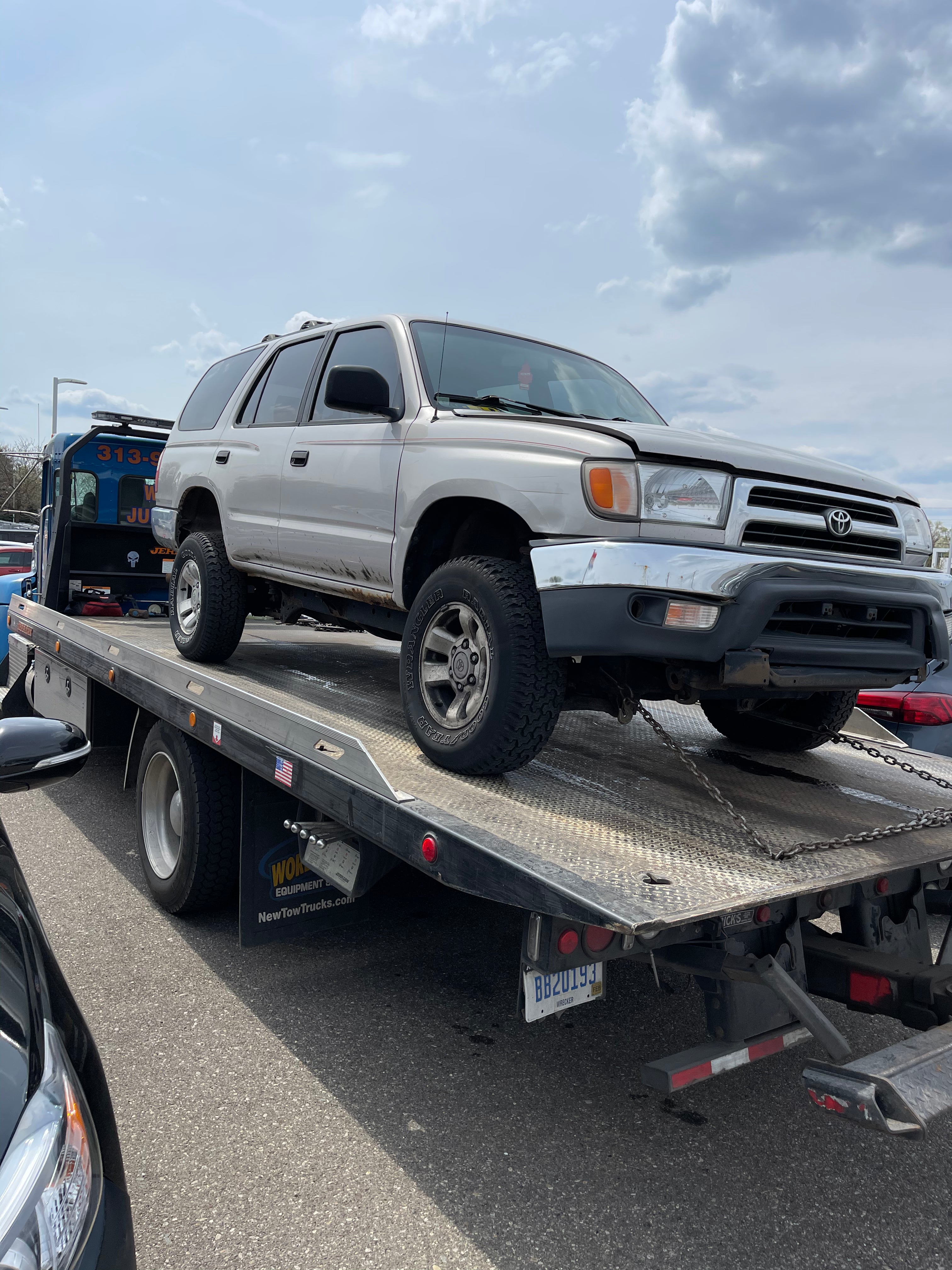 Toyota car on towing truck